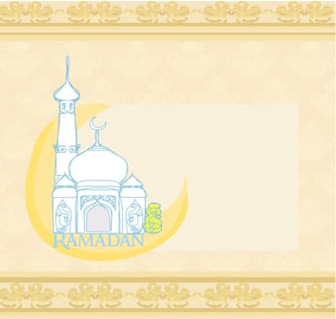 artistic pattern background with moon and mosque