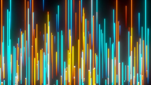 Bright neon lines. Retro colorful wallpaper. Computer generated 3d render