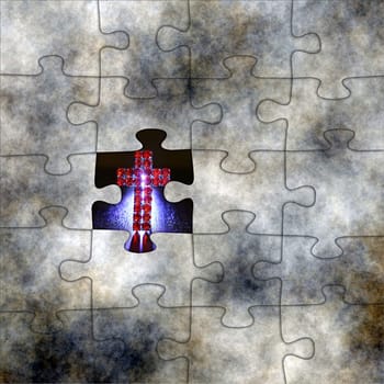 Cross and puzzle concept