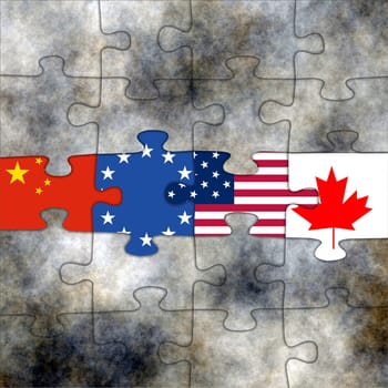 Flags on puzzle