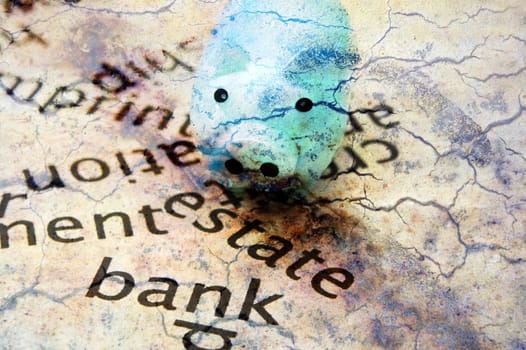Piggy bank and estate bank concept