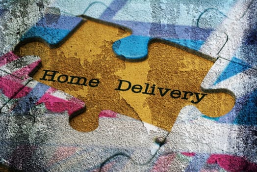 Home delivery puzzle concept