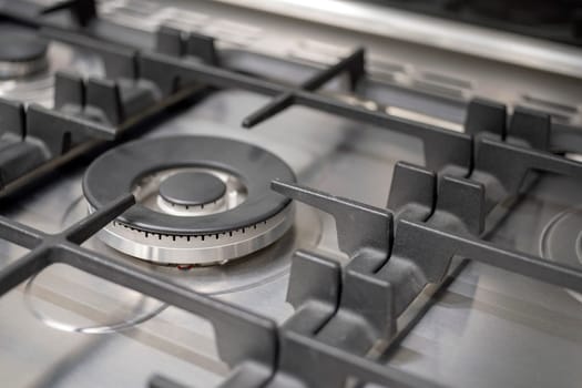 Close up of gas stove kitchen home modern
