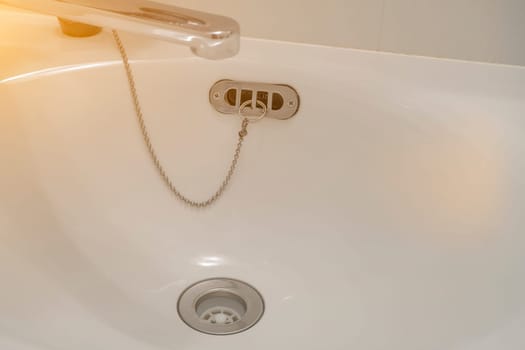 Hygienic wash basin with running clean water from tap faucet