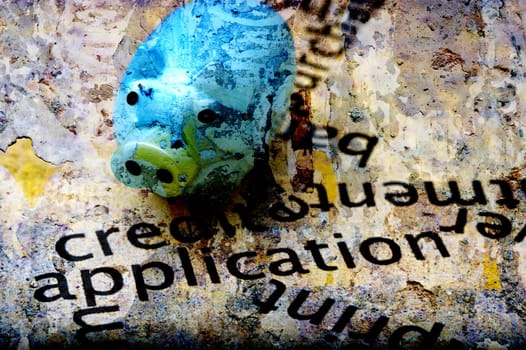 Piggy bank on credit application concept