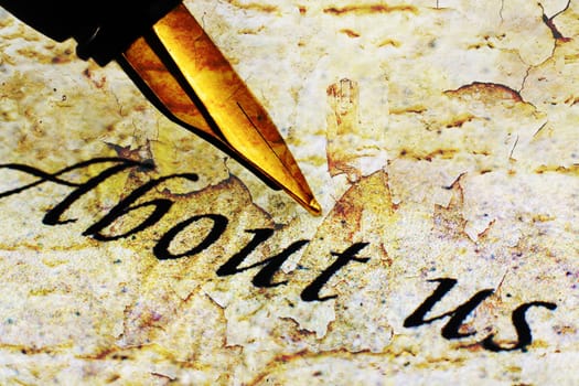 About us text on grunge background