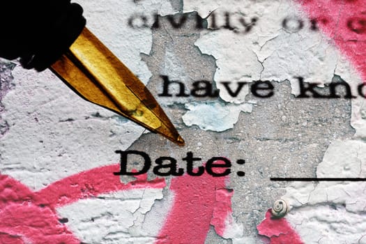 Fountain pen on agreement form