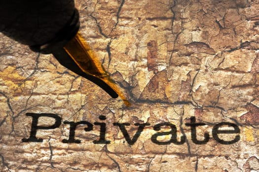 Fountain pen on private text