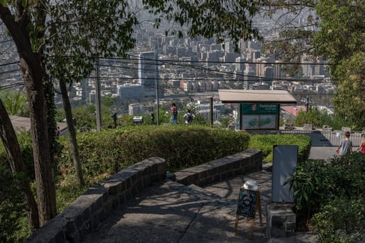 Beautiful view from San Cristobal Hill on Santiago, Chile