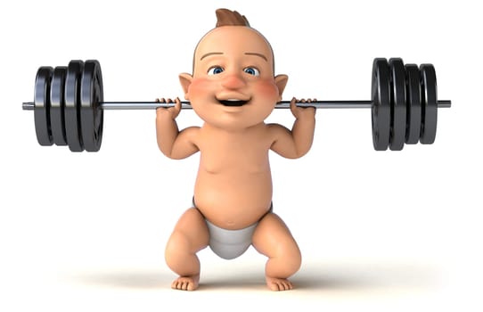 Fun 3D illustration of a cartoon baby