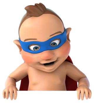 Fun 3D illustration of a cartoon baby