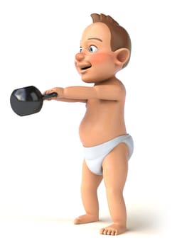 Fun 3D illustration of a cartoon baby