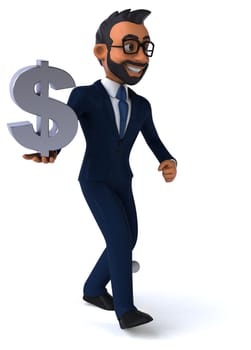 Fun 3D cartoon illustration of an indian businessman