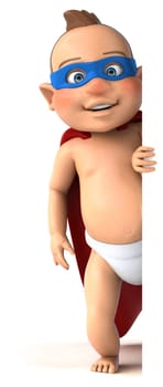 Fun 3D illustration of a cartoon baby
