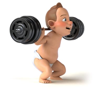 Fun 3D illustration of a cartoon baby