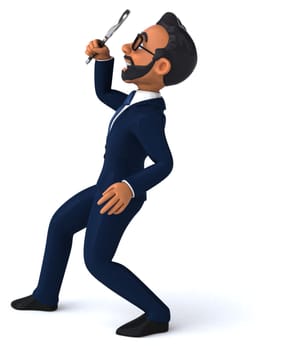 Fun 3D cartoon illustration of an indian businessman