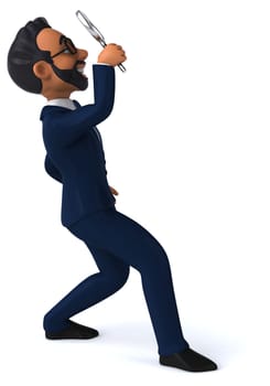Fun 3D cartoon illustration of an indian businessman