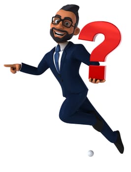 Fun 3D cartoon illustration of an indian businessman