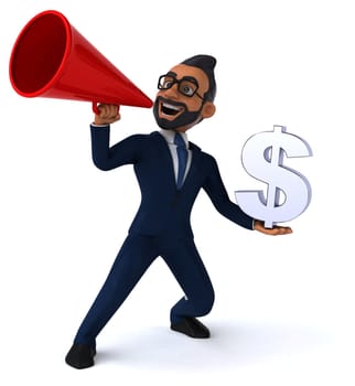 Fun 3D cartoon illustration of an indian businessman