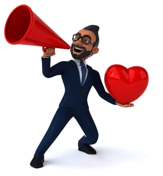 Fun 3D cartoon illustration of an indian businessman