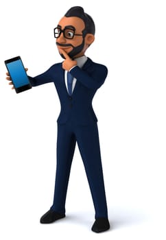 Fun 3D cartoon illustration of an indian businessman