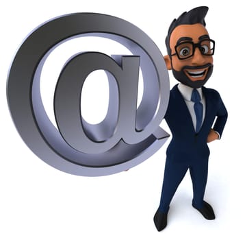 Fun 3D cartoon illustration of an indian businessman
