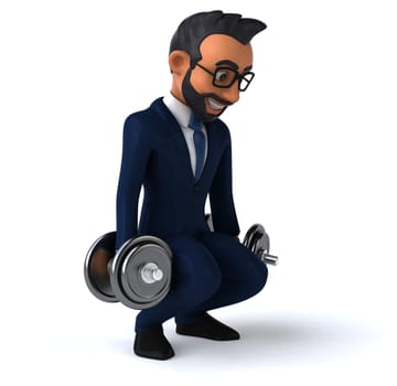 Fun 3D cartoon illustration of an indian businessman