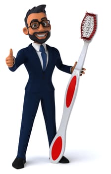 Fun 3D cartoon illustration of an indian businessman