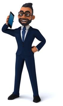 Fun 3D cartoon illustration of an indian businessman