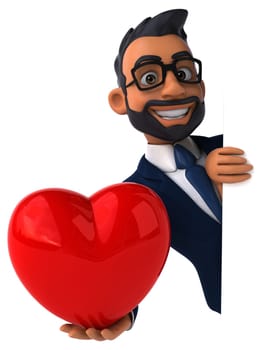 Fun 3D cartoon illustration of an indian businessman