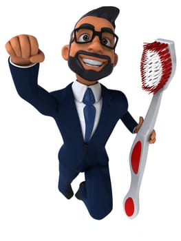 Fun 3D cartoon illustration of an indian businessman