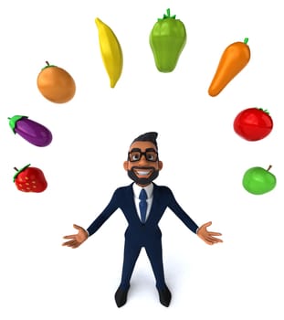 Fun 3D cartoon illustration of an indian businessman