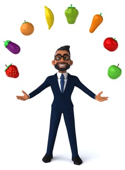 Fun 3D cartoon illustration of an indian businessman