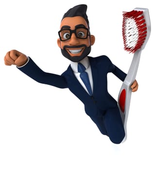 Fun 3D cartoon illustration of an indian businessman