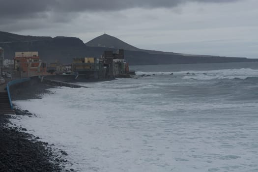 Coastal road GC 200 in Gran Canaria Spain. This road winds along the beautiful west coast of Gran Canaria and offers a breathtaking view of the roaring sea