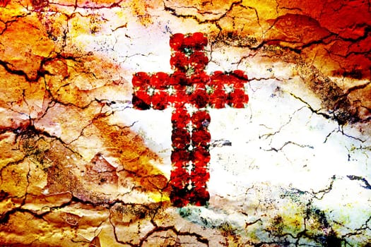 Red cross and clouds