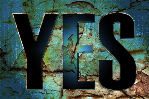 YES text on grunge background