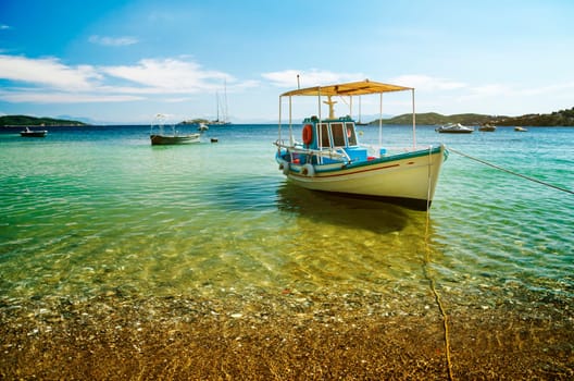 Colorful boat in Skiathos island, Greece