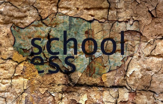 School text on paper hole
