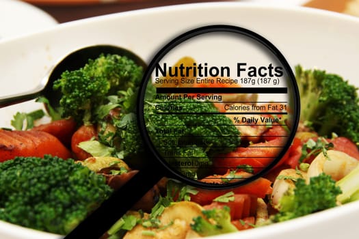Nutrition facts on fresh salad