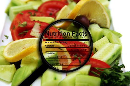 Nutrition facts on fresh salad