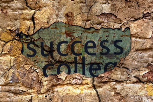 Success text on paper hole