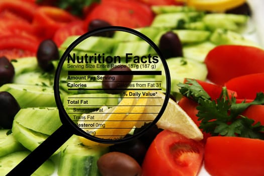 Nutrition facts on fresh salad