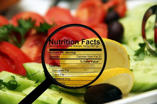 Nutrition facts on fresh salad