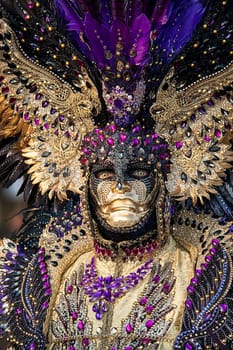 VENICE, ITALY - Febrary 18 2020: The masks of the Venice carnival 2020.