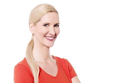 Beautiful smiling woman posing to camera