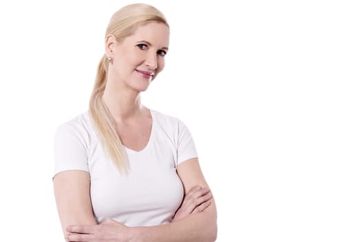 Confident woman posing casually to camera