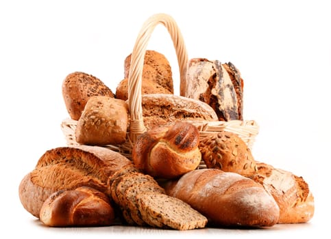 Composition with variety of baking products isolated on white