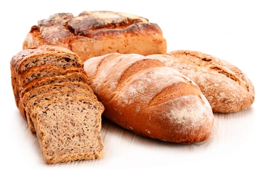 Composition with variety of baking products isolated on white