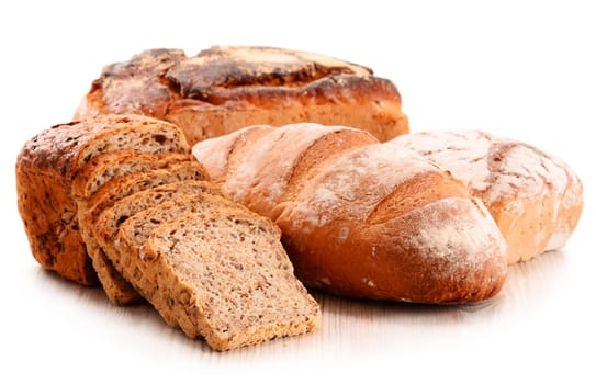 Composition with variety of baking products isolated on white